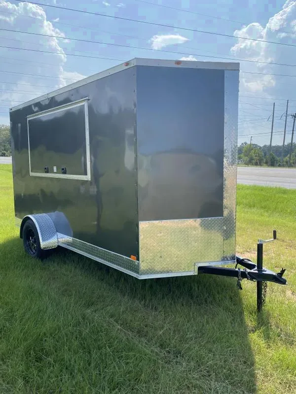 2025 Empire Cargo 6x12 Enclosed Concession Trailer - Charcoal