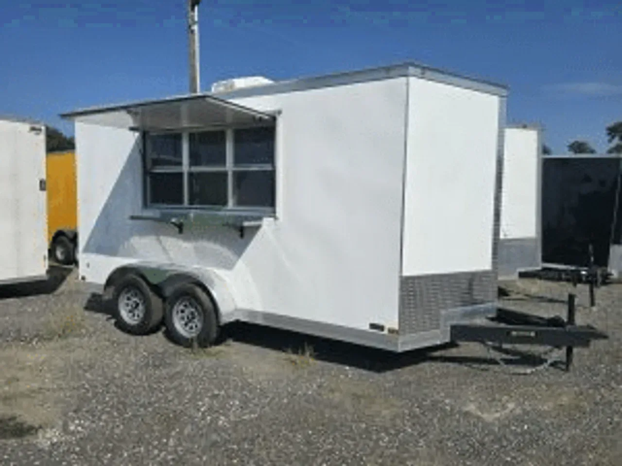 Concession/Vending 2025 7X14 Covered Wagon Trailers 7X14 White Finished Interior Electrical AC concession trailer Ice Cream Trailer -ECCN714-112646-ice cream 7 ft. x14 ft.