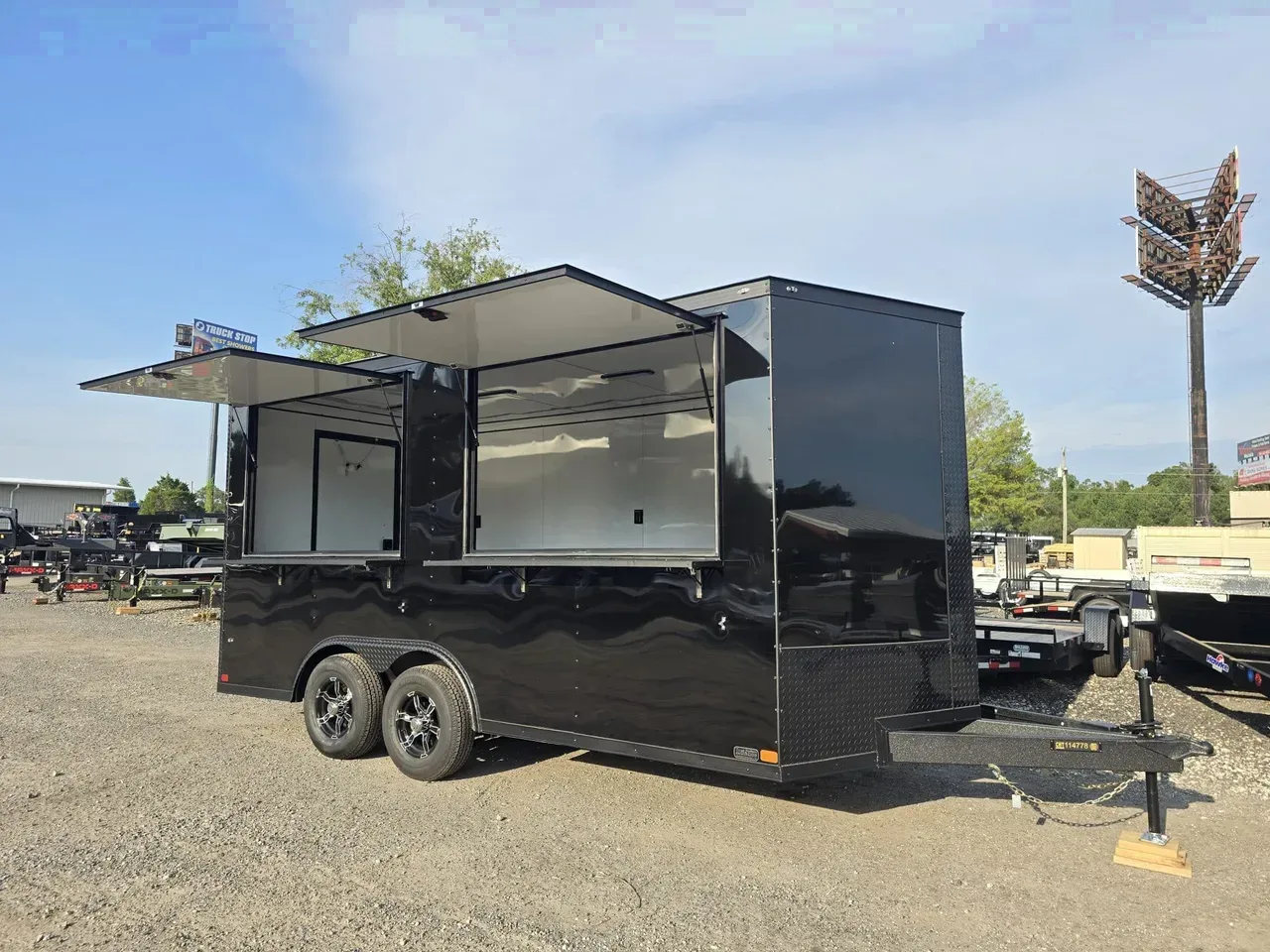 Concession/Vending 2027 8.5X16 Covered Wagon Trailers 8.5&amp;#215;16 Enclosed Vending Trailer With Double Concession Windows And Cabinets -eccw8516-114778 8.5 ft. x16 ft.