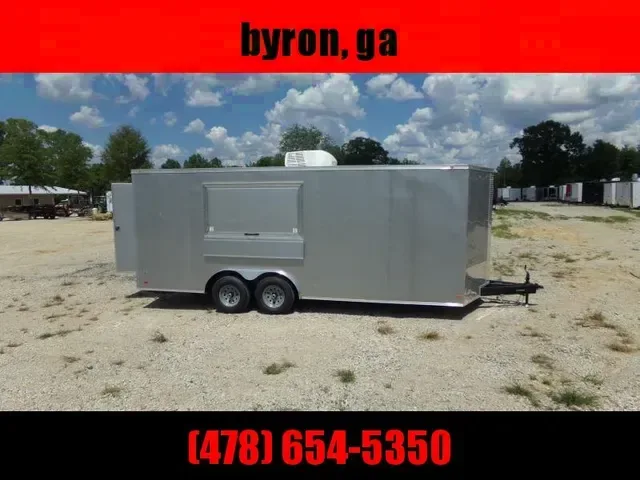 8 5X20 silver w Glass Screen Vending Concession Trailer