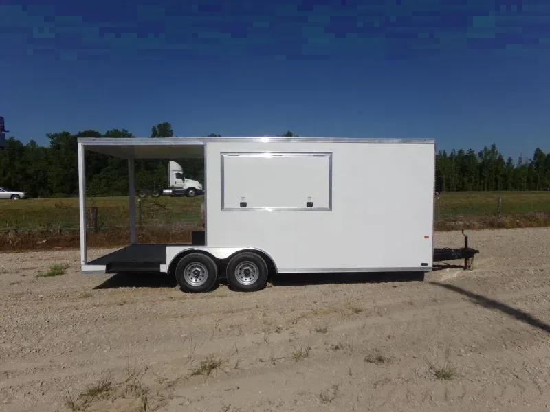 8.5X20 white 7' Interior w/ 6' Porch Vending / Concession Trailer