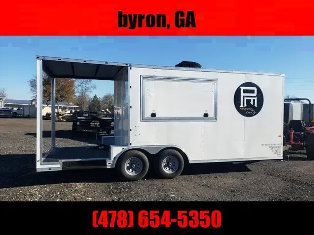 8.5X20 white 7' Interior w/ 6' Porch Vending / Concession Trailer