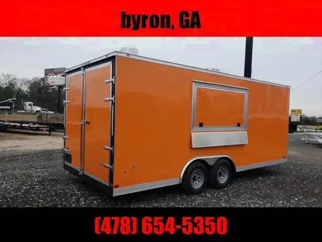 8.5X20 10K orange Concession trailer with sinks