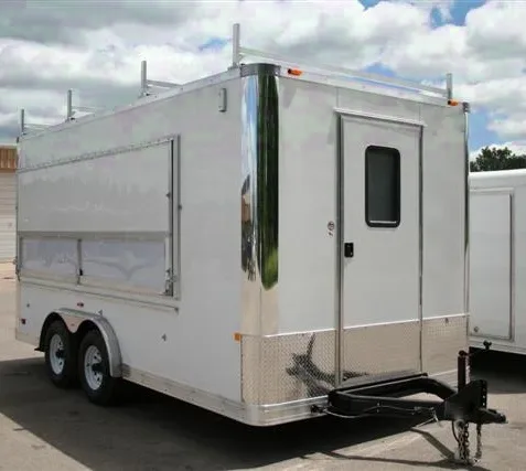 White 18ft Vending Trailer w/Front Door