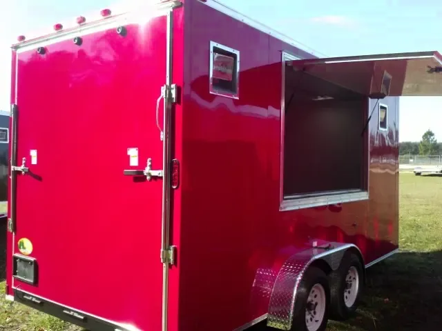 CC 7X16 RED CONCESSION TRAILER