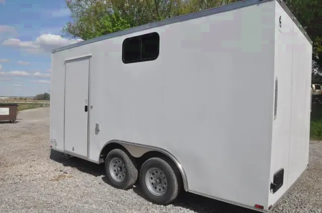 White Flat Front 16ft Concession Trailer with A/C