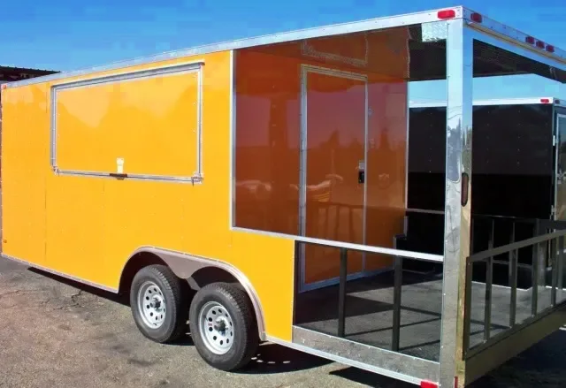 Yellow 20ft BBQ Concession Trailer with Porch