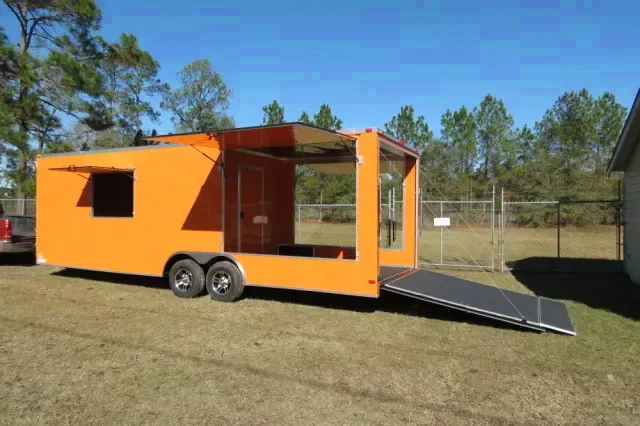 Yellow 22ft Porch w/Gull Wings Concession Trailer