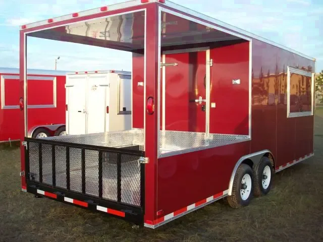 RED 8.5'X22' BBQ PORCH MODEL CONCESSION TRAILER