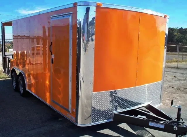 Orange 24ft BBQ Pizza Vending Concession Trailers