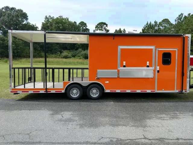 8.5X26 ORANGE PORCH CONCESSION TRAILER