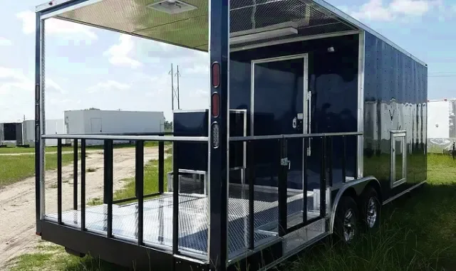 Black Concession Trailer 28ft w/Porch