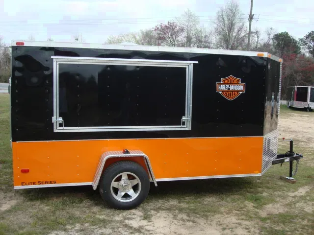 12FT CONCESSION TRAILER-ORANGE/BLACK TWO TONE