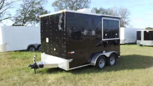 12ft Black Concession Trailer Perfect for Small Festivals