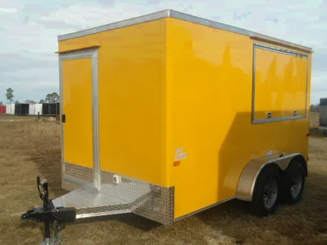 Concession Trailer 12ft Yellow Flat Front w/Door