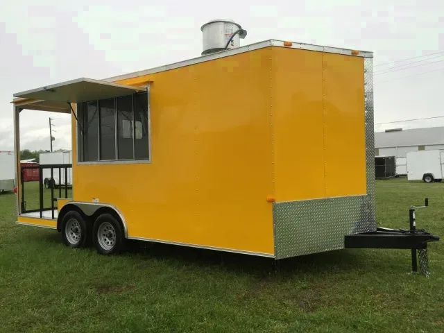 18ft Yellow Porch Concession Trailer