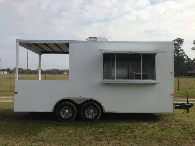 White 18ft BBQ Concession Trailer w/Electrical Package