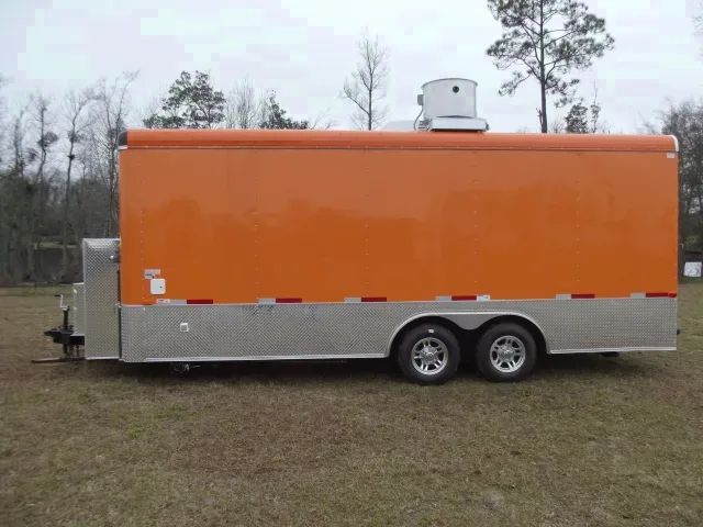 20ft Concession Trailer - Orange - Electrical - Sinks - Cabinet