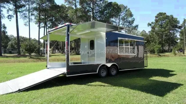 2026 NEW 8.5 X 22 ENCLOSED CONCESSION TRAILER w/ 8' Porch - Rear Cooking Area