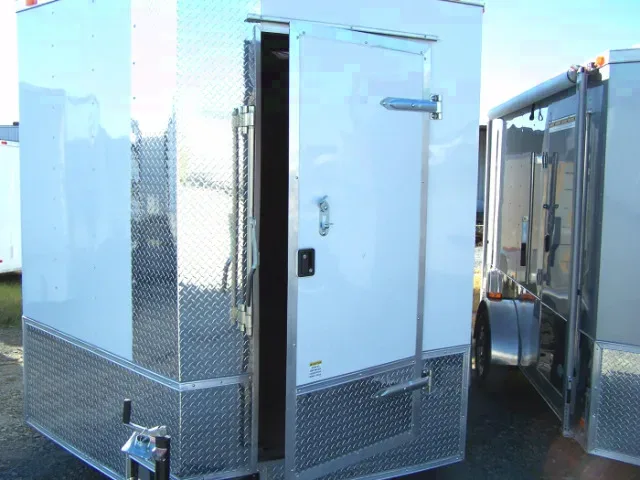 Concession Trailer White 12ft TA  V-Nose w/Side Door in Nose