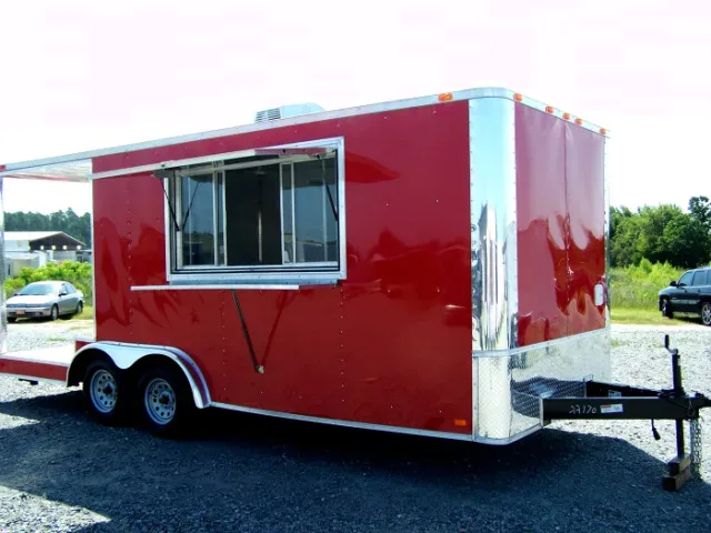 Red 20ft BBQ Trailer w/Porch A/C and Heat