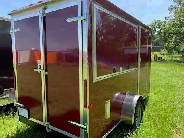 Burgundy 12ft Single 3500lb Axle Concession Trailer
