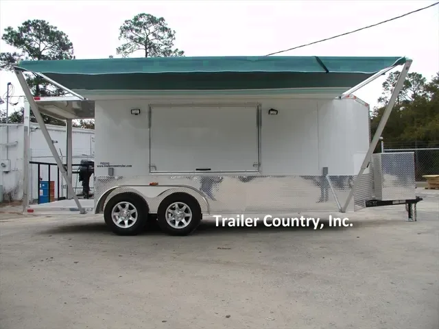 2026 NEW 7 X 14 + 4' Open Porch TAIL GATE CONCESSION TRAILER LOADED W/ OPTIONS