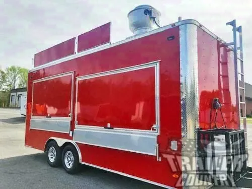 2026 NEW 20ft BBQ Trlr - Hood, Double serving Windows, Sinks, Marquees - LOADED
