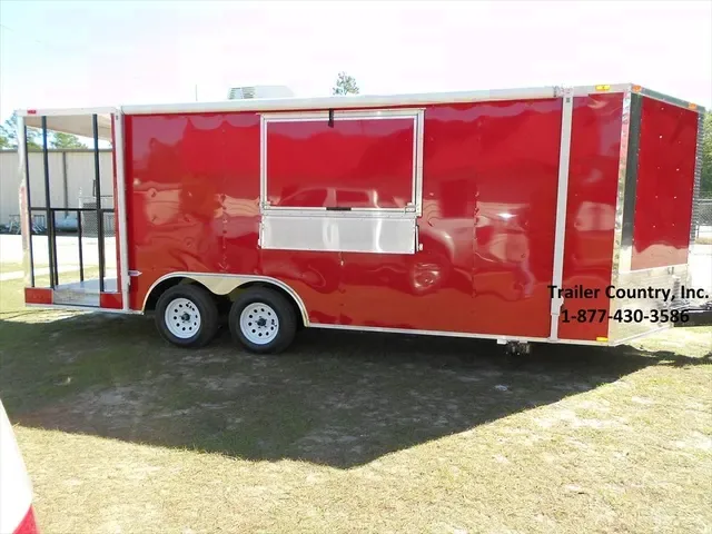 2026 NEW 8.5x20 Tandem Axle, Concession/Food Vending Cargo Trailer w/ Porch - 36" Rails