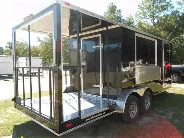 2026 New 7 x 20 Tandem Axle, Enclosed Concession/Food Vending Cargo Trailer with Porch
