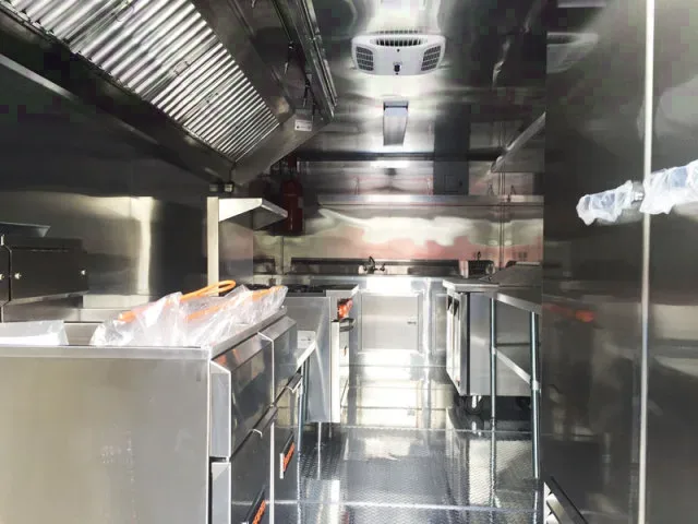 22FT Green Food Trailer Finished Interior