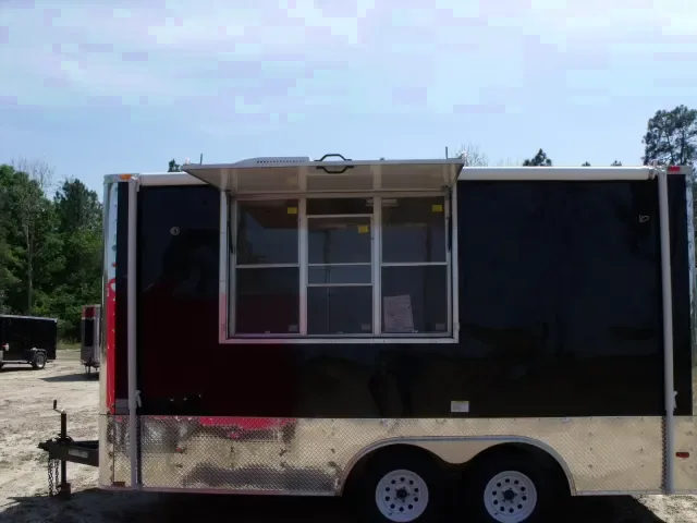 BLACK 16FT CONCESSION/VENDING TRAILER W/FINISHED INTERIOR