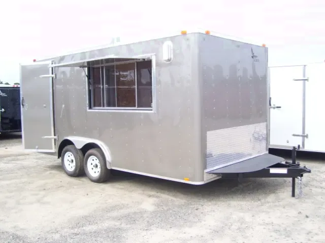 16FT PEWTER FLAT FRONT CONCESSION TRAILER