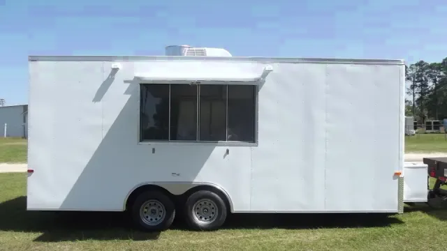 WHITE 20FT TANDEM 5200LB AXLE CONCESSION TRAILER W/FINISHED INTERIOR