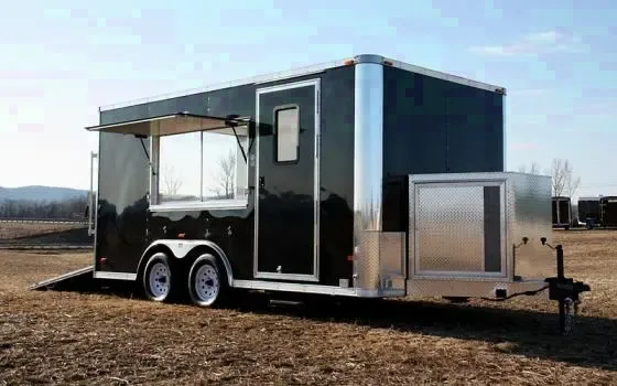 14FT BLACK CONCESSION TRAILER W/ RAMP DOOR
