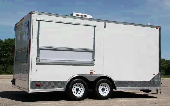 WHITE 16FT TANDEM 3,500LB AXLE CONCESSION TRAILER