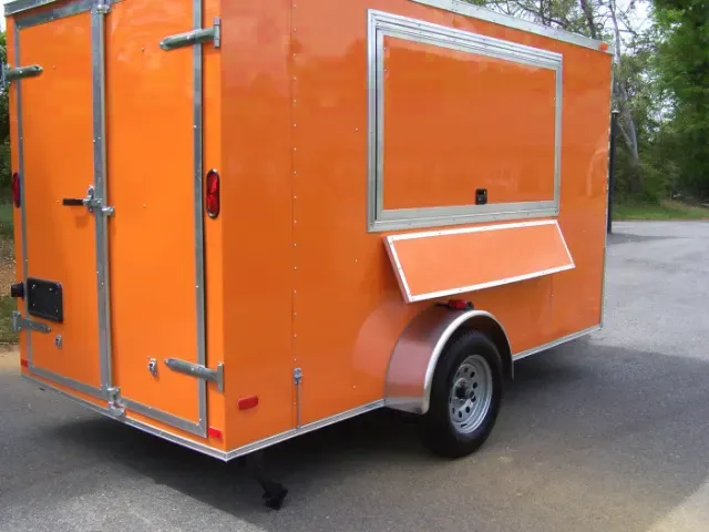 12ft SA Orange Concession Trailer w/Black and White Checkered Floor