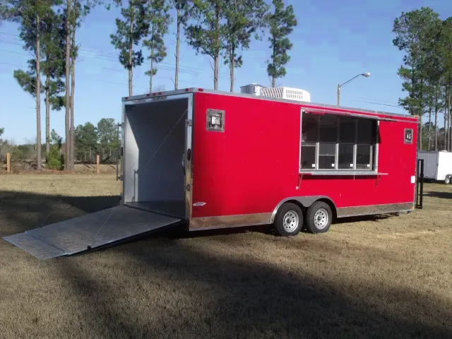 22FT RED CONCESSION TRAILER W/RAMP DOOR