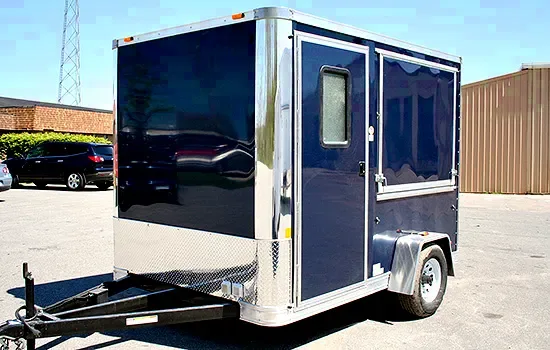 12FT Blue Concession Trailer w/Double Rear Doors