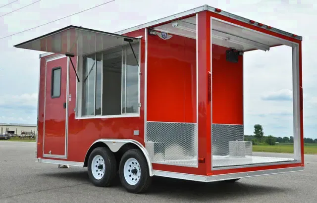 Red 16ft BBQ Concession Trailer w/ Porch