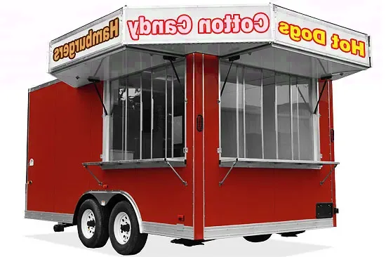 18ft Red Concession Trailer w/3 Marquee Windows