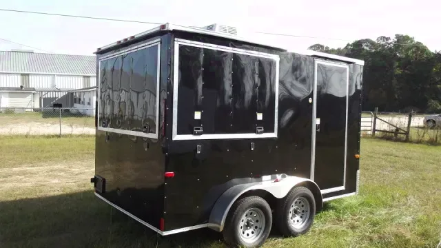 Black Tandem Axle 12ft Concession Trailer