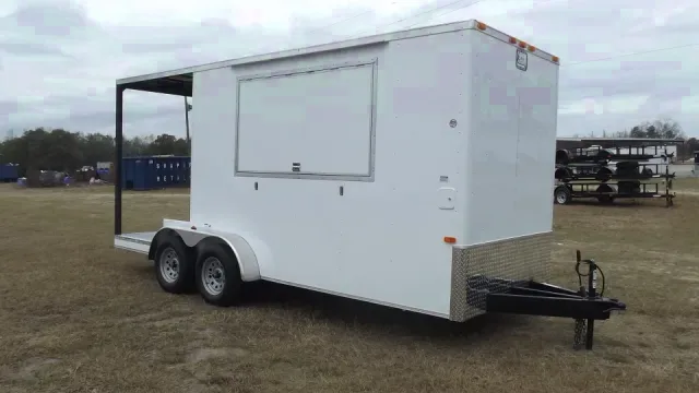 12ft + 6 foot Porch White Concession Trailer