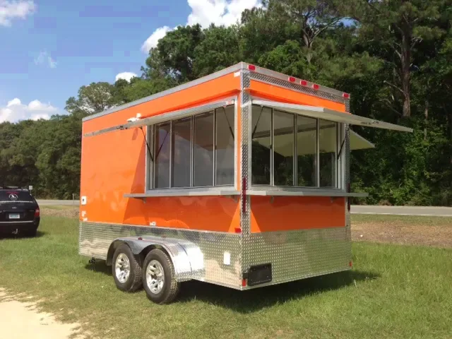 Orange Flat Front 14ft Concession Trailer