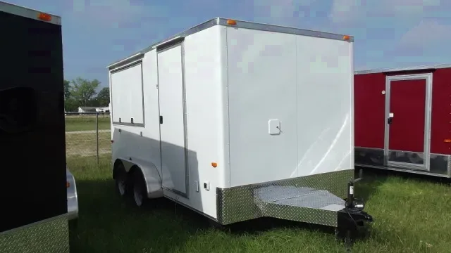 WHITE 14ft CONCESSION TRAILER-FLAT FRONT DESIGN