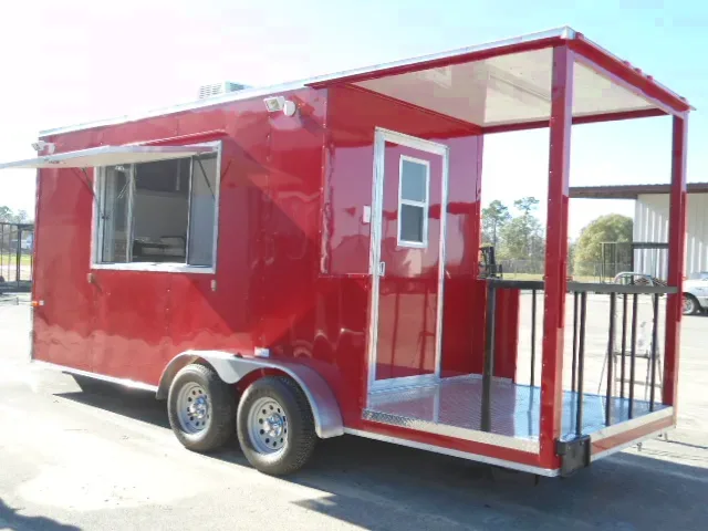 20ft Red Concession BBQ Trailer w/ Porch