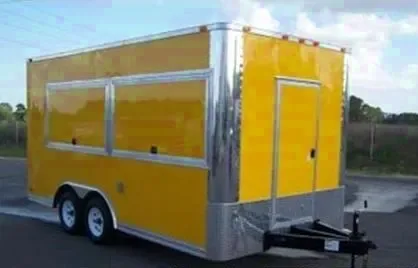 16ft Yellow Concession Trailer-Door in Flat Front