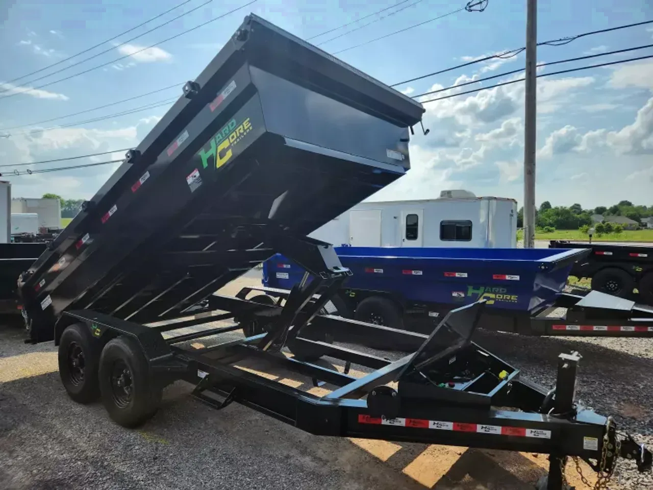 028060 - 2025 Hardcore Scissor Lift (2)7K Axles 7' x 14' Dump CLEARANCE Dump Trailer
