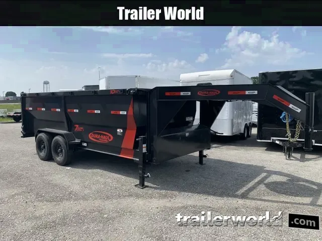 New 2025 Dura-Haul 7x16 Gooseneck Dump Trailer - Black, 4ft Sides