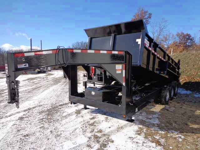 Black 18ft Gooseneck Dump Trailer W/3 Foot Sides